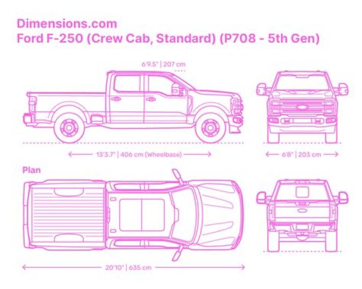 How long is a Ford f250 extended cab long bed?