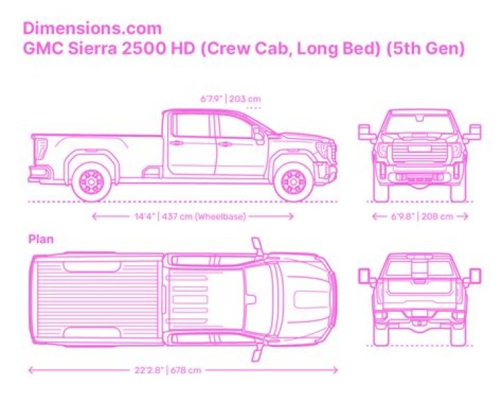 How long is a full size pickup truck in feet?