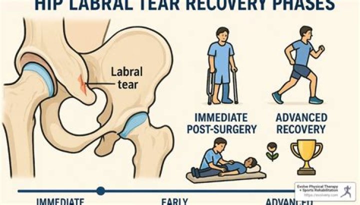 How long is the recovery time for hip labrum surgery?
