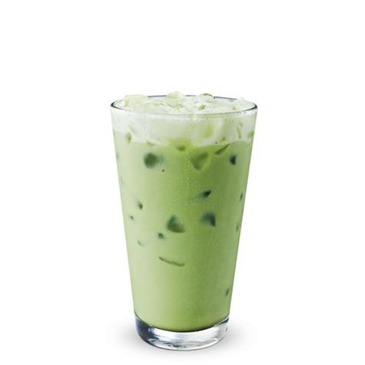How many calories are in a green tea latte with almond milk?