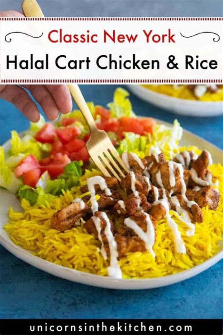 How many calories are in Halal chicken and rice?