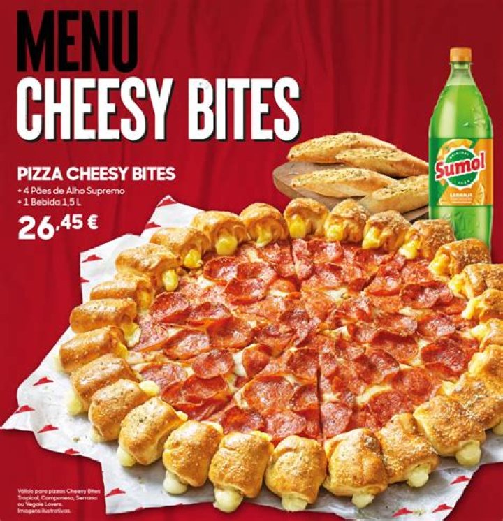 How many calories in a Pizza Hut Cheesy Bites pizza?