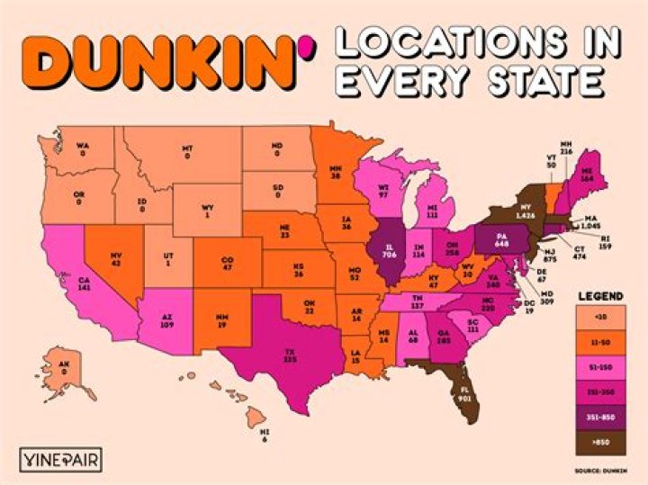 How many Dunkin Donuts locations are there in the US?