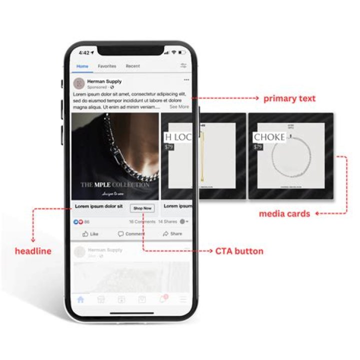 How many frames are in a Facebook carousel ad?