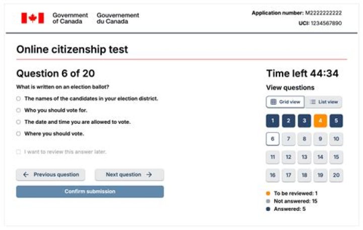 How many questions are on the Canadian citizenship test 2020?