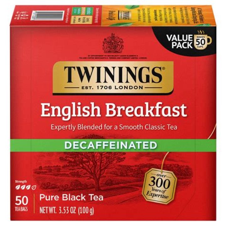 How much caffeine is in Twinings decaf Irish breakfast tea?