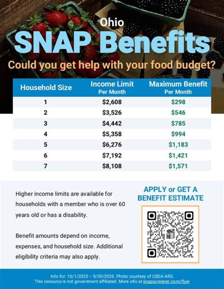 How much cash assistance do you get in Ohio?