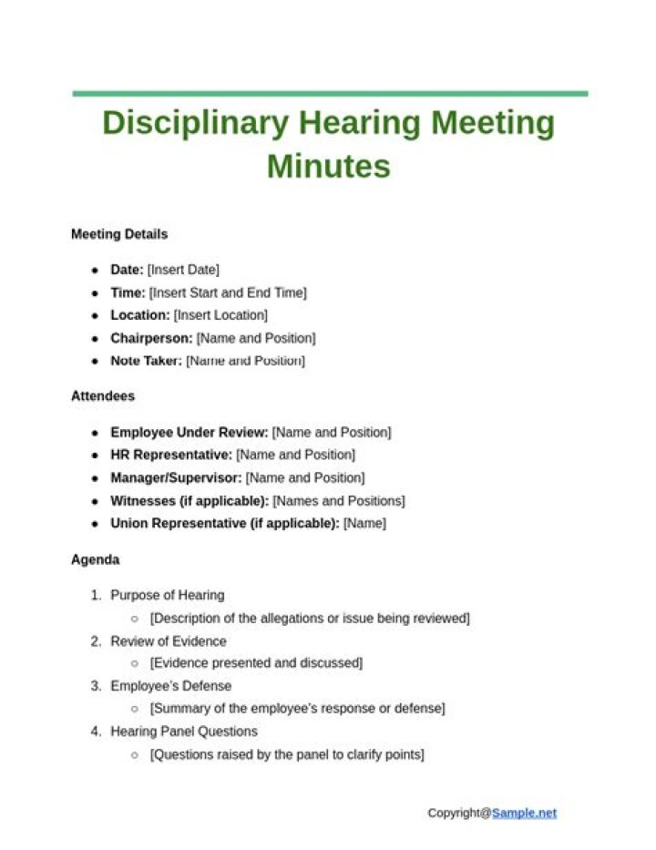 How much notice is required for a disciplinary meeting?