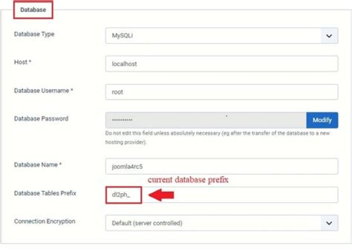 How to change Joomla database?