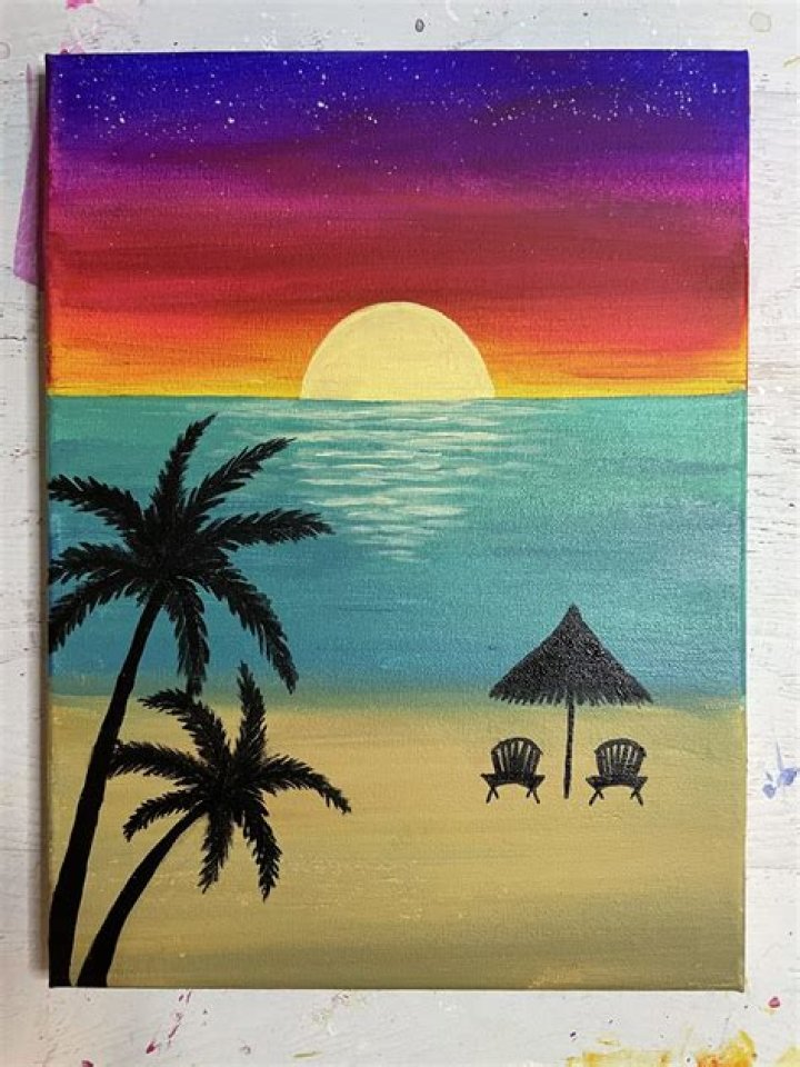 How to paint a sunset on the beach?