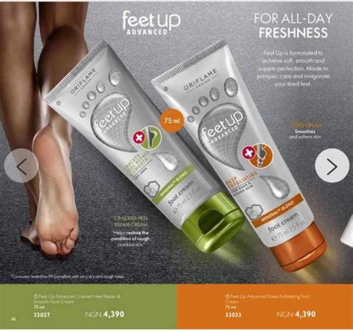 How to use feet up cream oriflame?