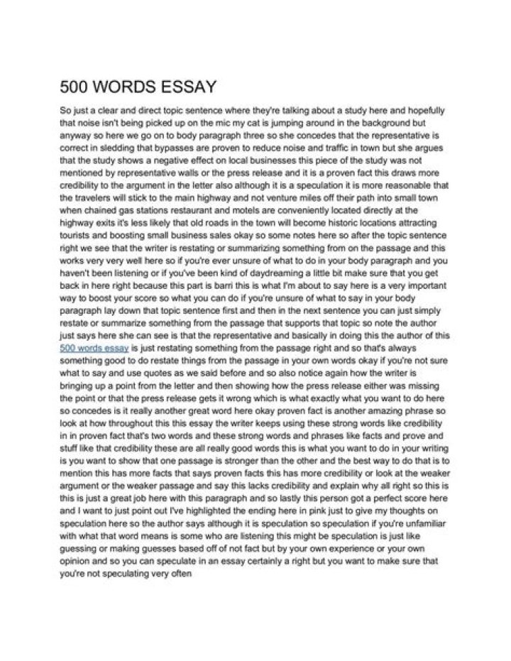 Is 800 words a long essay?