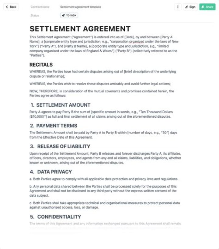 Is a settlement agreement a legal document?