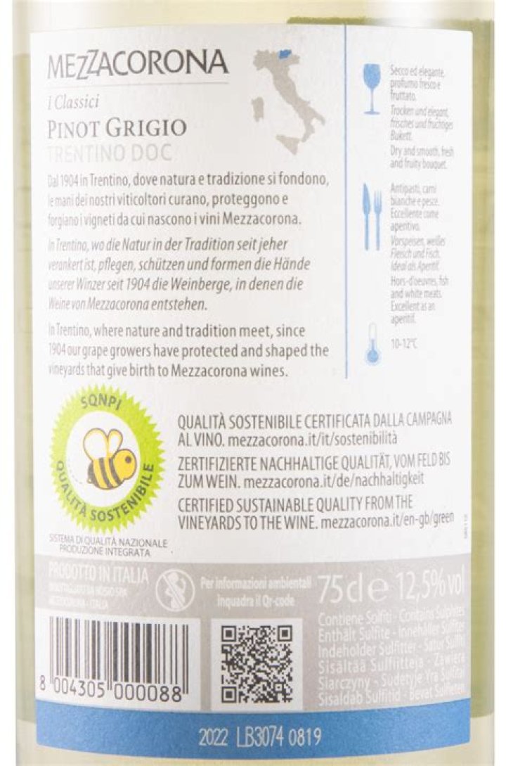 Is Mezzacorona pinot grigio sweet?