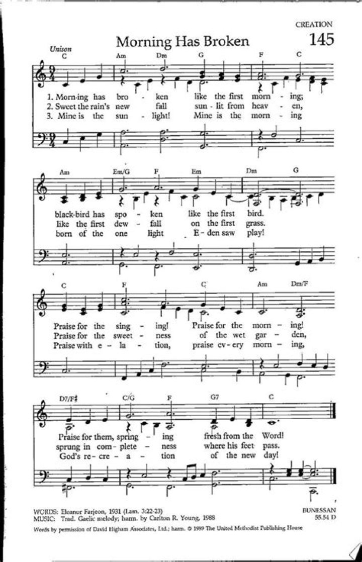 Is Morning has broken a funeral song?
