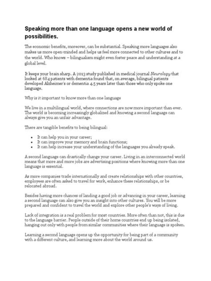 Is speaking more than one language important?