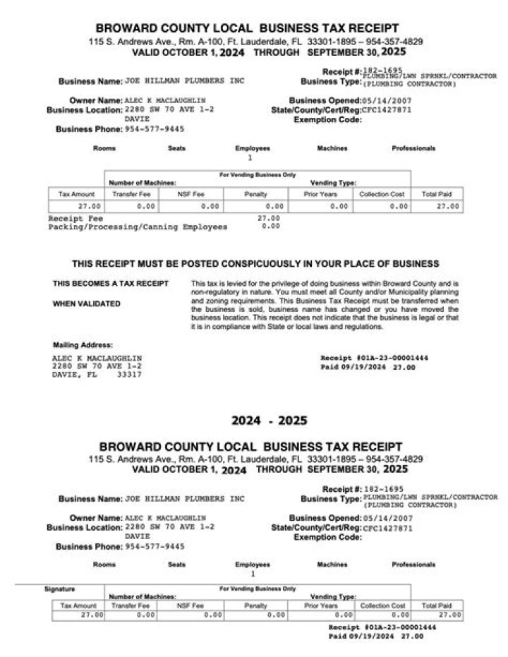 Is your Broward County local business tax exempt?