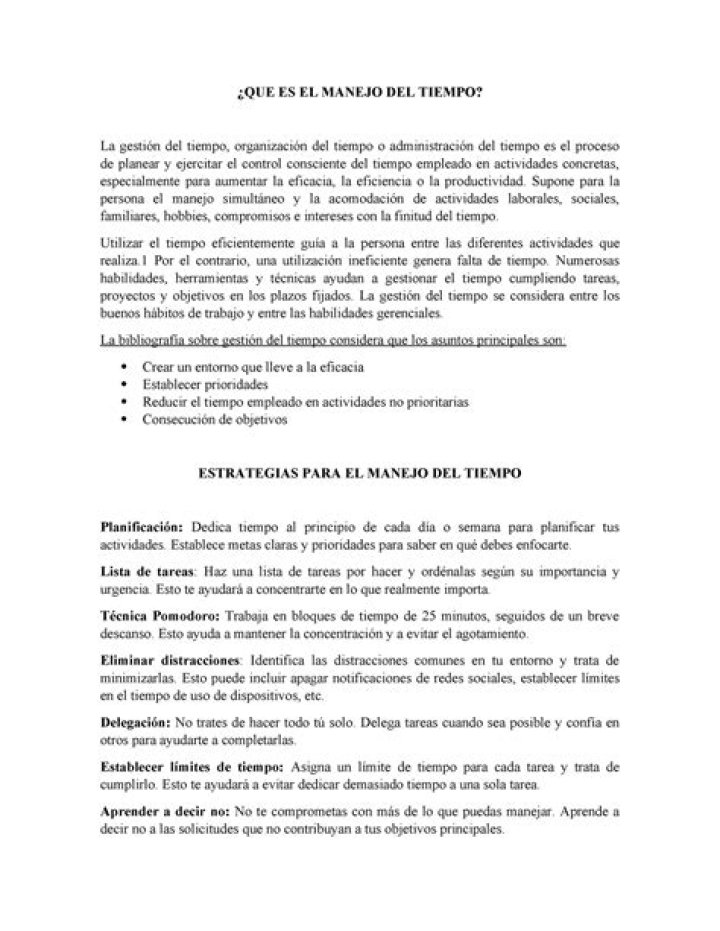 Que es el manejo del tiempo?