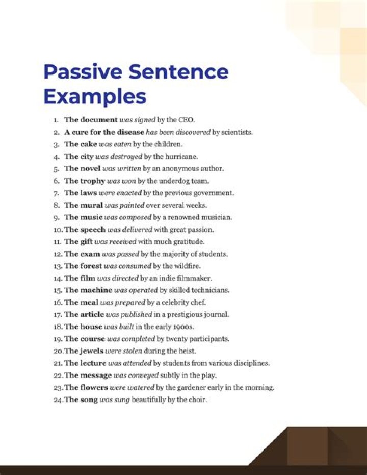 What are example of passive sentences?