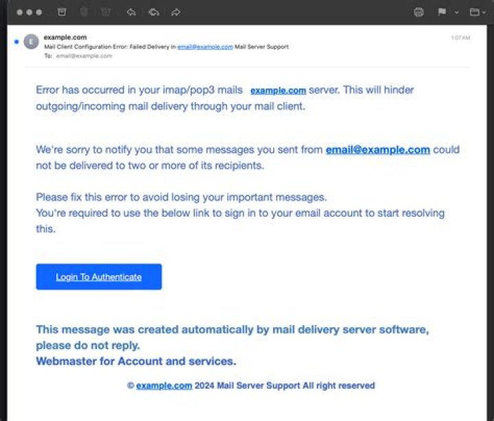 What are four signs of a phishing email?