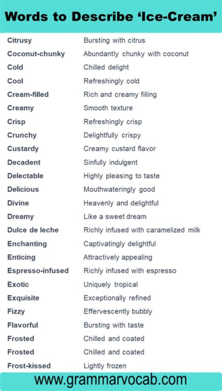 What are some adjectives for ice cream?