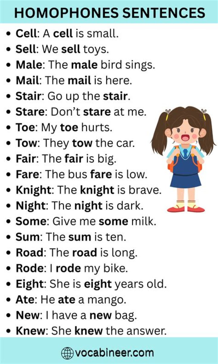 What are some homophones sentences?