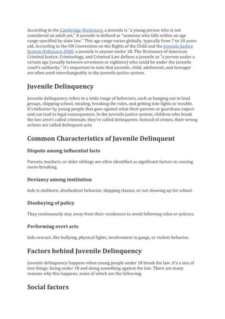What are the behaviors of juvenile delinquents?