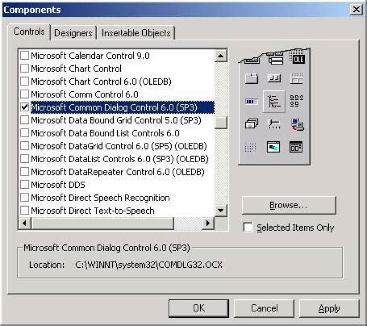 What are the common dialog controls?