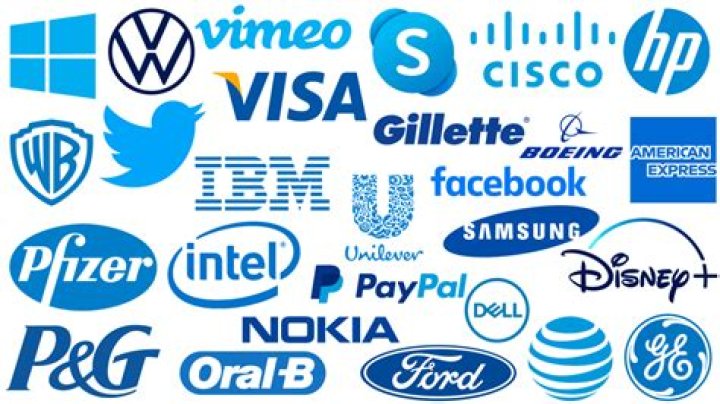 What brand has a blue square logo?