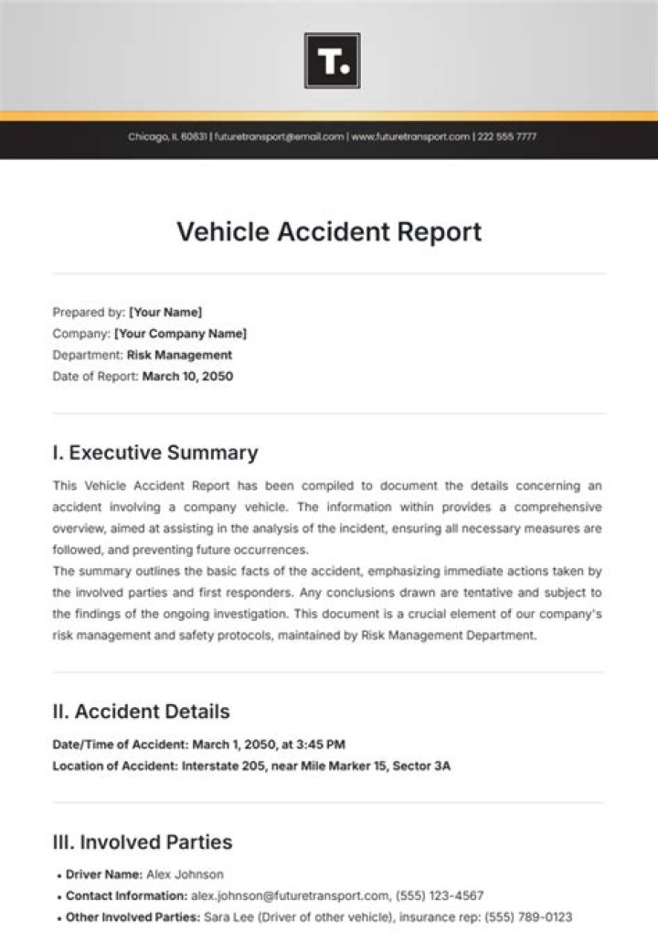 What details you need for car accident?