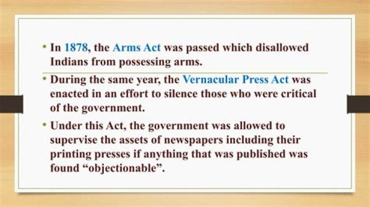 What did the Arms Act of 1878 result in?
