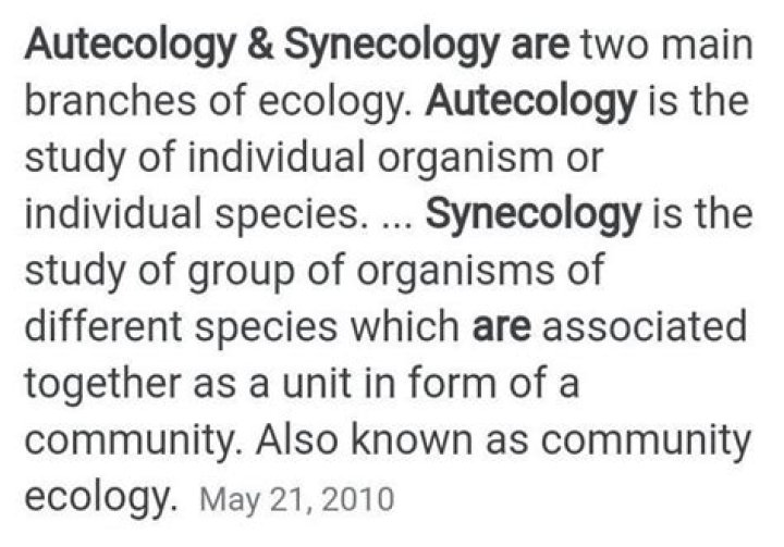 What do you mean by Autoecology?