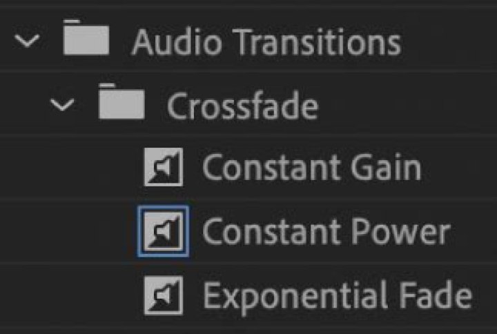 What does constant power audio Transition do?
