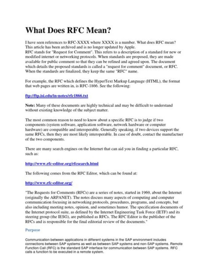 What does IETF RFC mean?