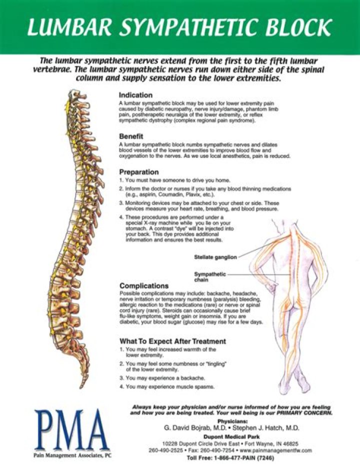 What does lumbar sympathetic block mean?