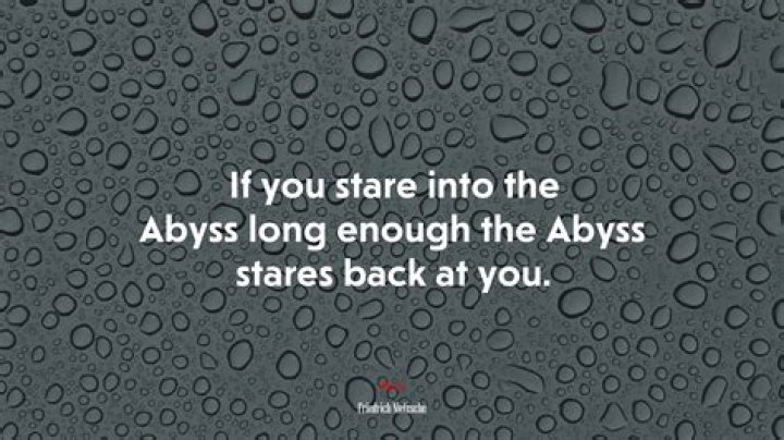What does the saying when you stare into the abyss mean?
