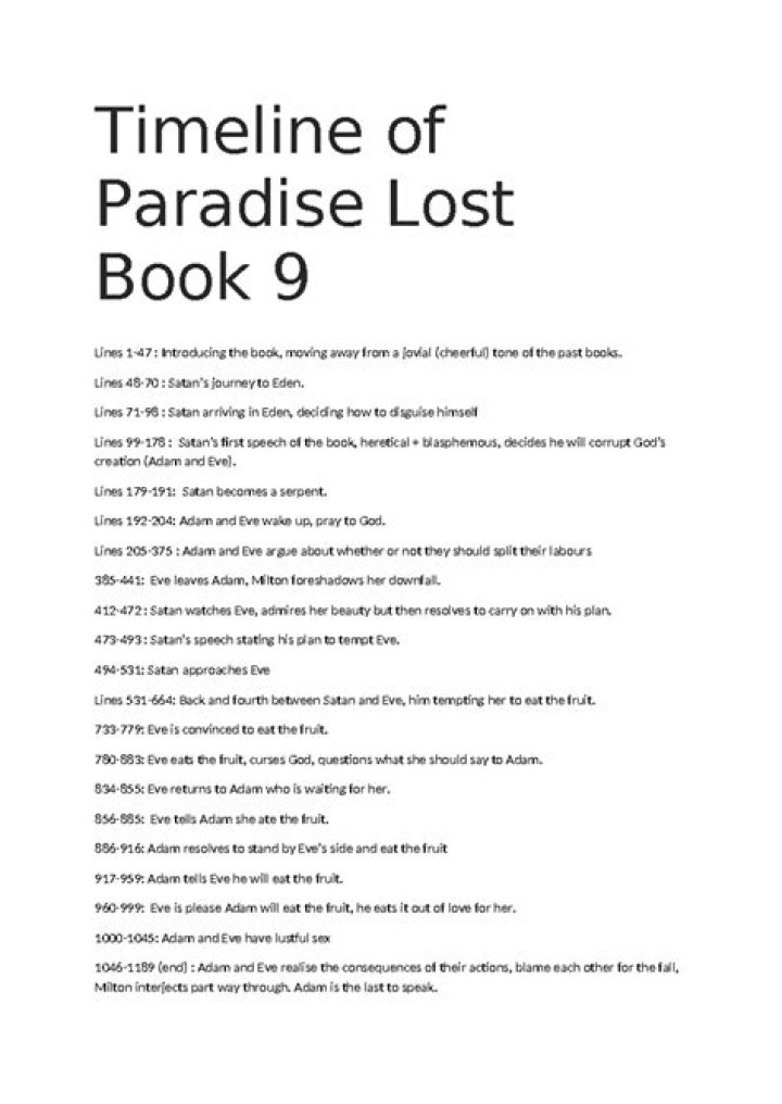 What happened in Book 9 Paradise Lost?