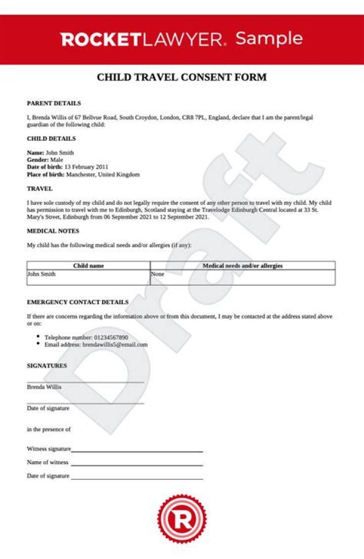 What is a child travel consent form?