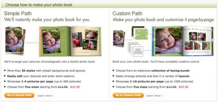 What is a custom path book in Shutterfly?