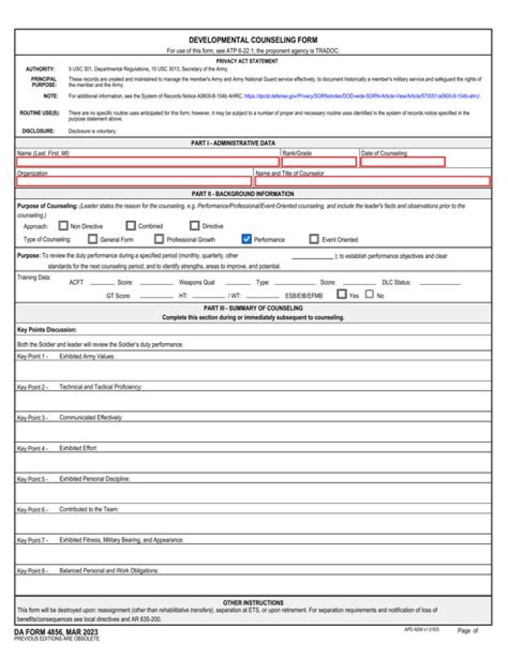 What is a DA Form 4836?