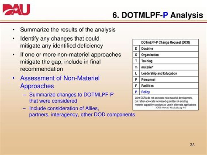 What is a DOTMLPF-P analysis?