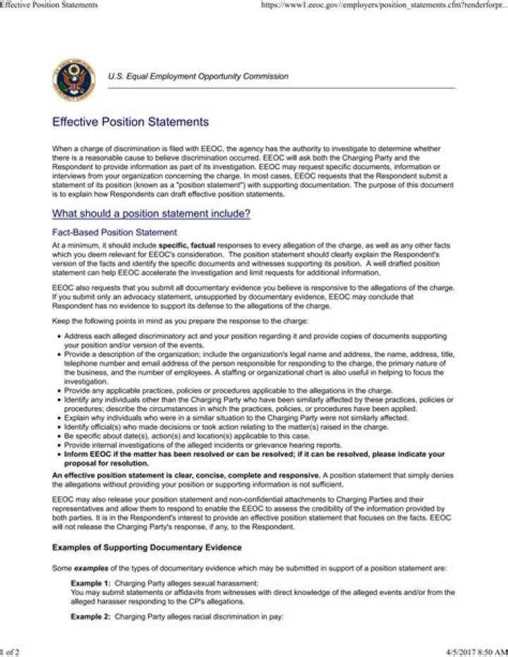 What is a position statement from EEOC?