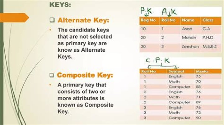What is Alternate key example?
