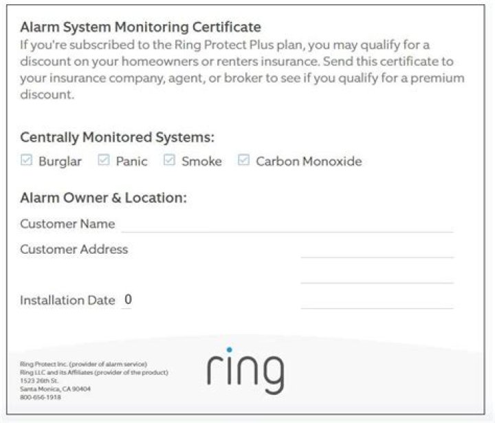 What is an alarm certificate for insurance?