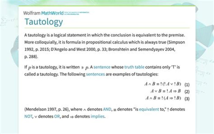 What is an example of a tautology in math?