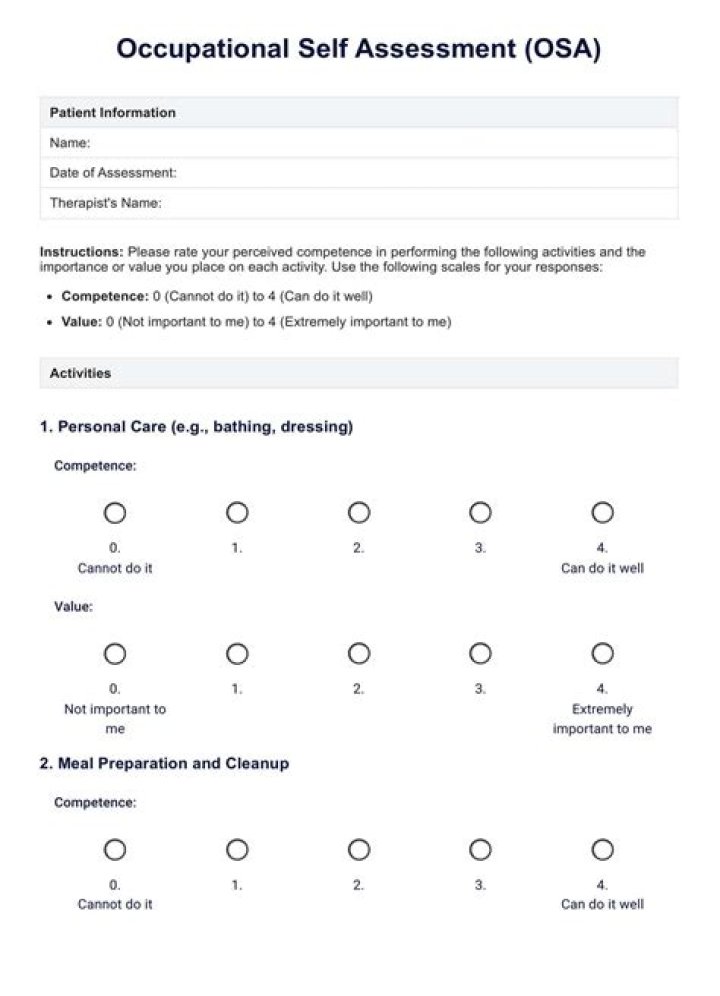 What is Child occupational Self assessment?