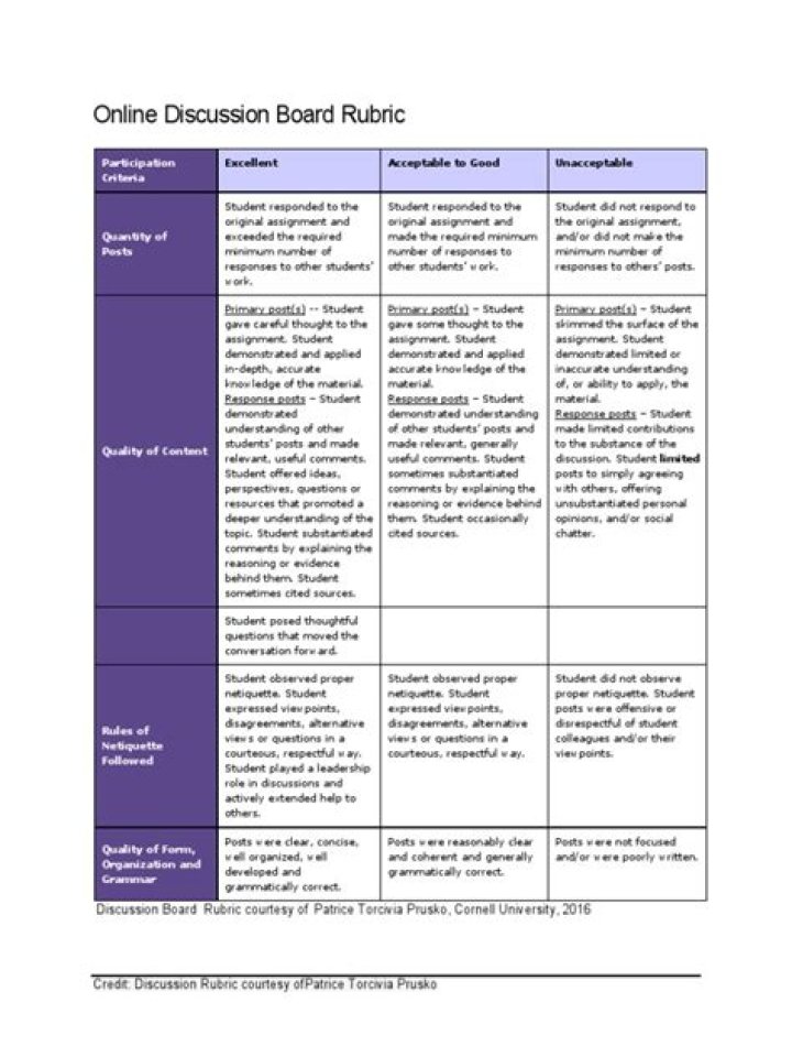 What is discussion board rubric?