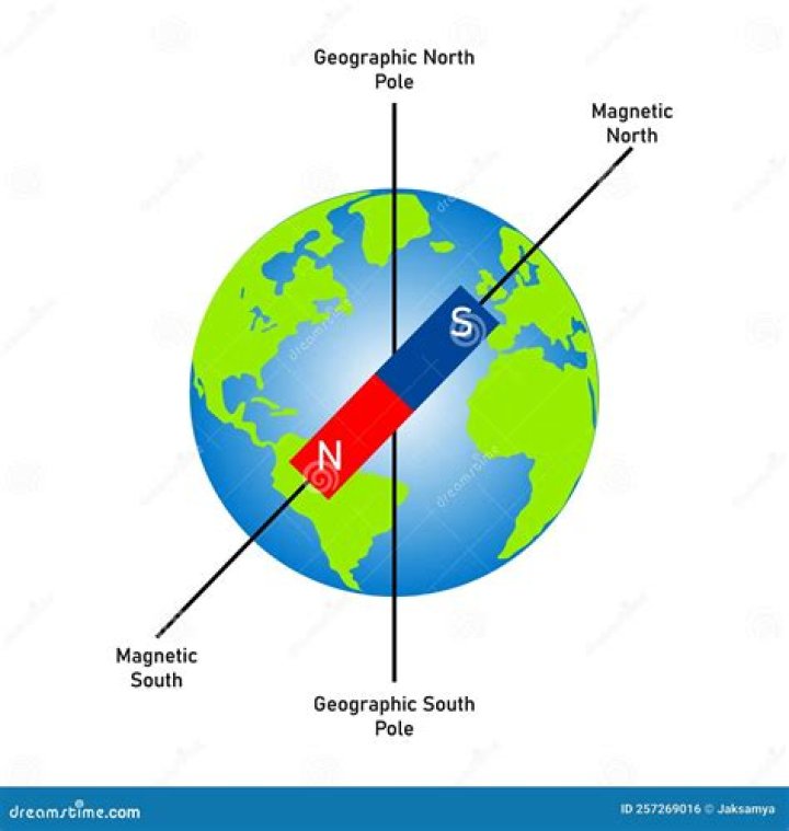 What is found at the south geographic pole of the earth?