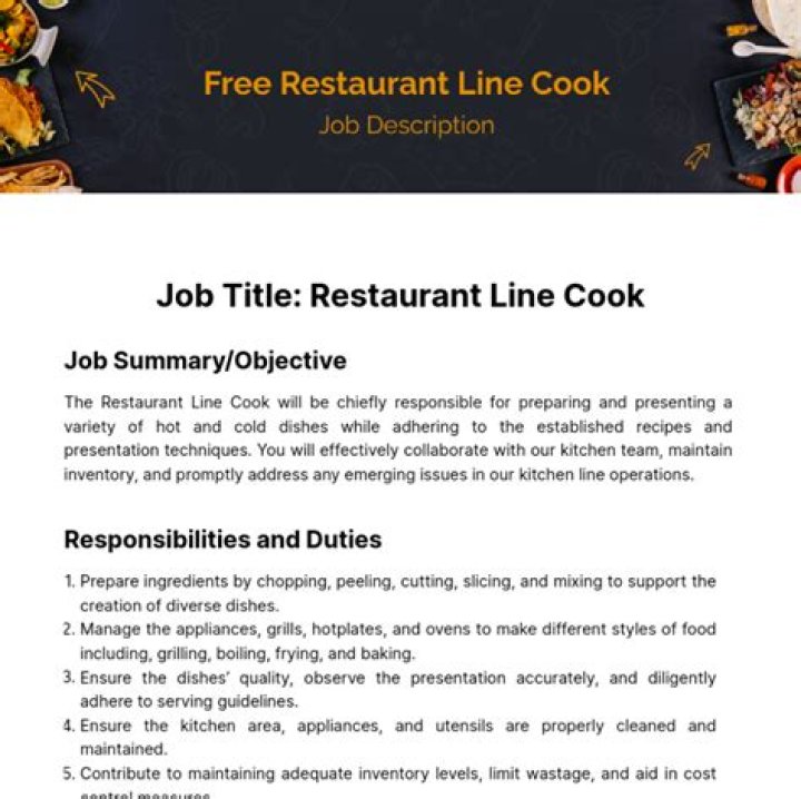 What is line cook job description?