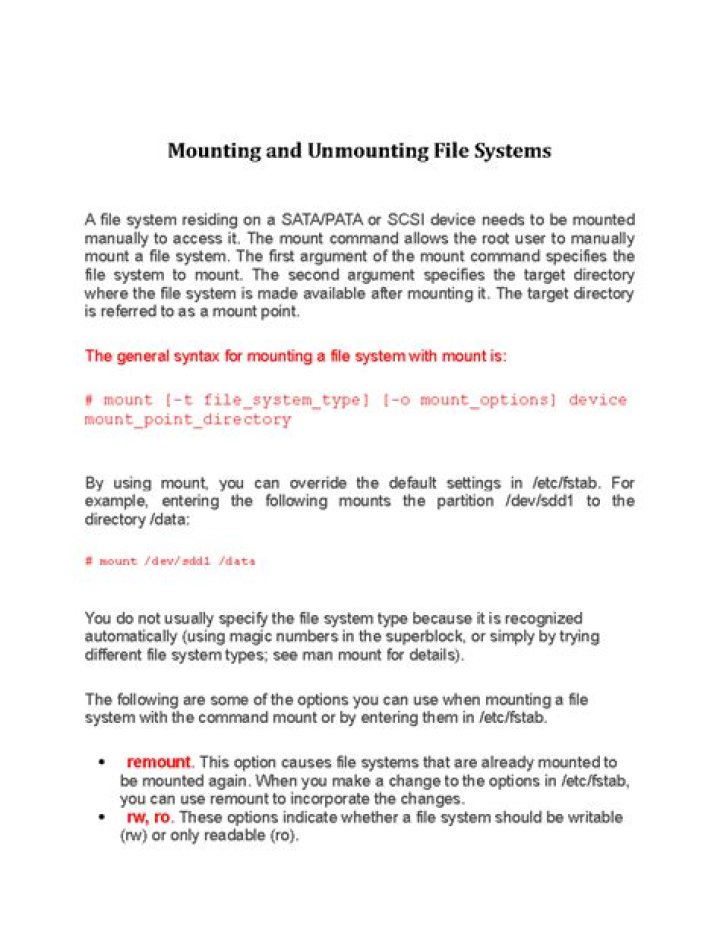 What is mounting and unmounting file systems in Unix?